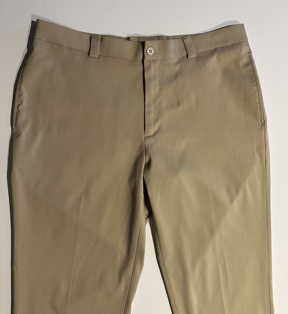 Slazenger Golf Chino Pants Mens 36X32 Beige Stretch Straight Leg Flat Front Logo